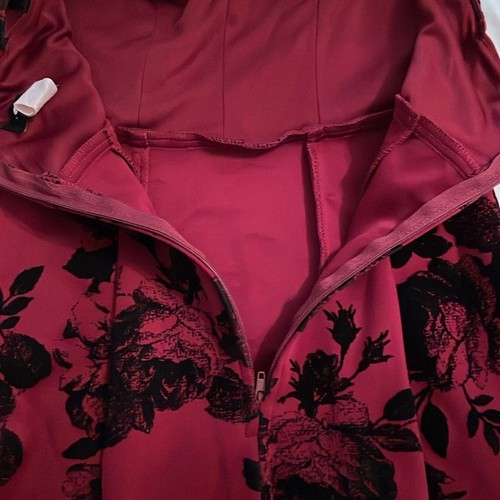 Teeze Me Vintage Red Formal Halter Mermaid Dress Juniors 1 Velvet Floral USA - Picture 7 of 12