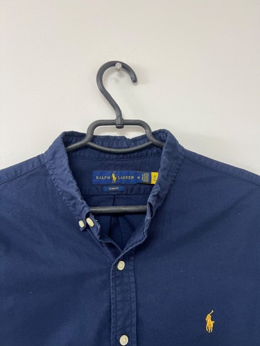 Vintage Polo Ralph Laurent Langarm Hemd mit Knöpfen Blau 100% Baumwolle Selten Größe M - Bild 9 von 22