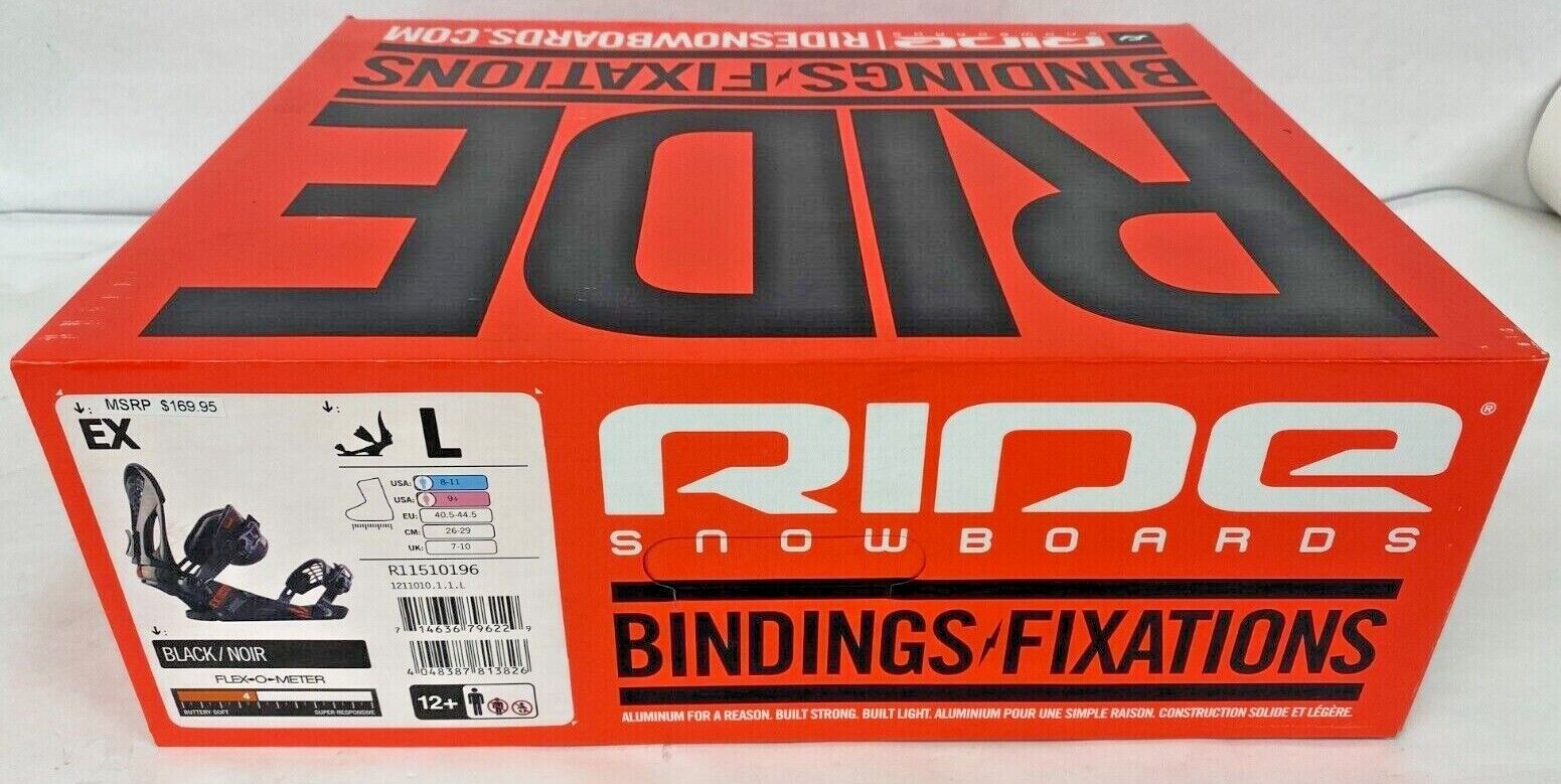 Ride EX Series Snowboard Bindings Large LG/L Black & Red USA Womens 8