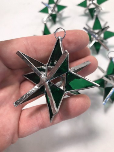 20 Handmade Stained Glass CHRISTMAS Stars RED - GREEN - Picture 4 of 7