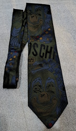 Corbata de seda bufón todas las maravillas del mundo payaso moschino de colección
