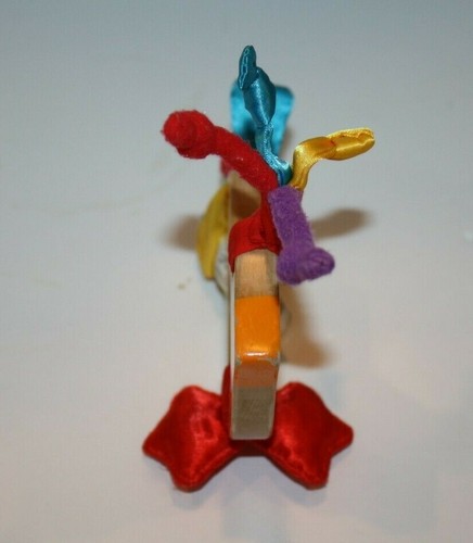 Sassy Teething Toy Duck 6" Knotted Ribbon Bird Dove Wood Ring Crinkle Sensory - Picture 5 of 7
