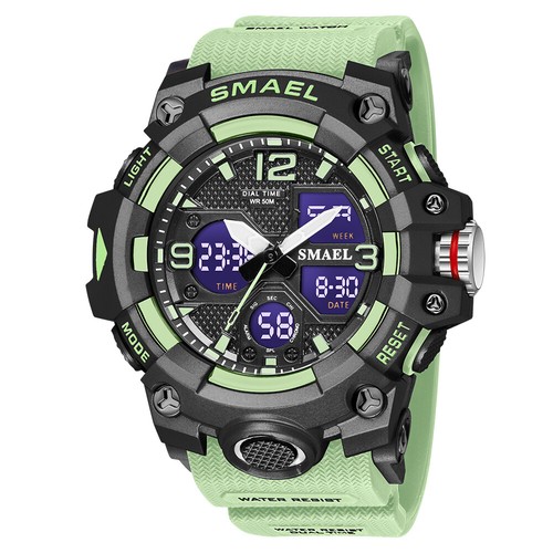 SMAEL Herren Sportuhr Militär Digital Armbanduhr großes Zifferblatt LED Licht Stoppuhr - Bild 16 von 21