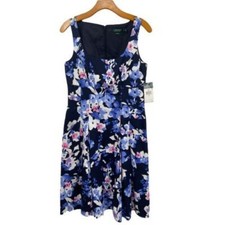 Lauren Ralph Lauren Dress Blue Floral Fairy Cottage Office Size 6 NWT