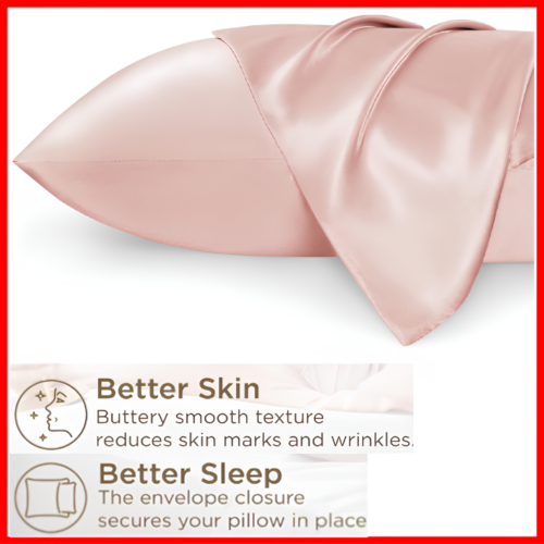 2 Pack Coral Silk Satin Pillowcase for Hair and Skin Queen with Envelope Closure