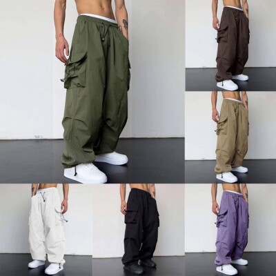 NEW Casual Baggy Cargo Parachute Pants Men's Vintage Y2k