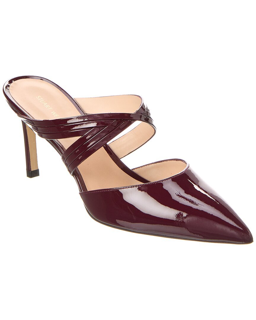 Женский лакированный мул с вырезом Stuart Weitzman, красный 8.5
