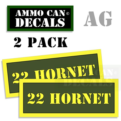 22 HORNET Ammo Can Decals Ammunition Ammo Can Labels 3"x1.15" Vinyl 2-pack - Picture 1 of 2