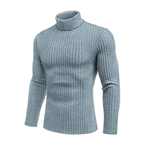 Suéter Clásico Para Hombre Cuello Alto Color Sólido e Informal Tejido Pullover Calce Ajustado - Imagen 11 de 27