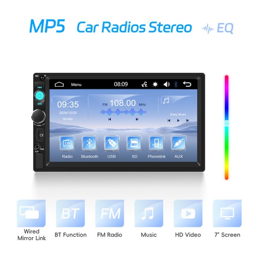 7" Double 2DIN Car Radio Stereo Bluetooth FM USB SD AUX IOS/Android MP5 Player - Picture 2 of 22