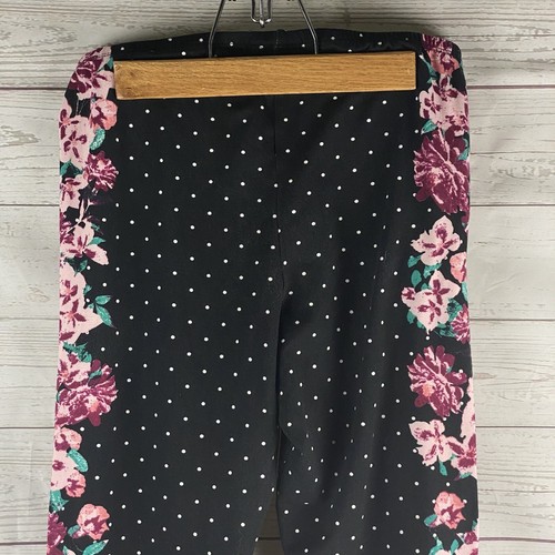 Self Esteem Leggings Juniors Large Black White Polka Dot Pink Floral Pattern  - Picture 9 of 11