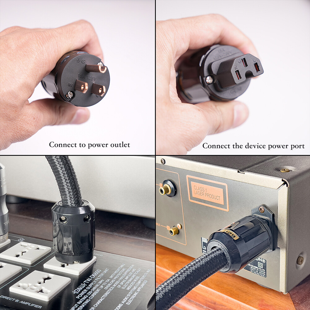 HiEnd 4Square HiFi Audio US Power Cord 12 AWG Power Cord US Plug (1