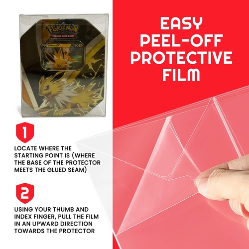 Pokemon Medium Tin Protectors, 5-Pack, 0.40mm Clear Stackable Display Cases - Picture 7 of 7