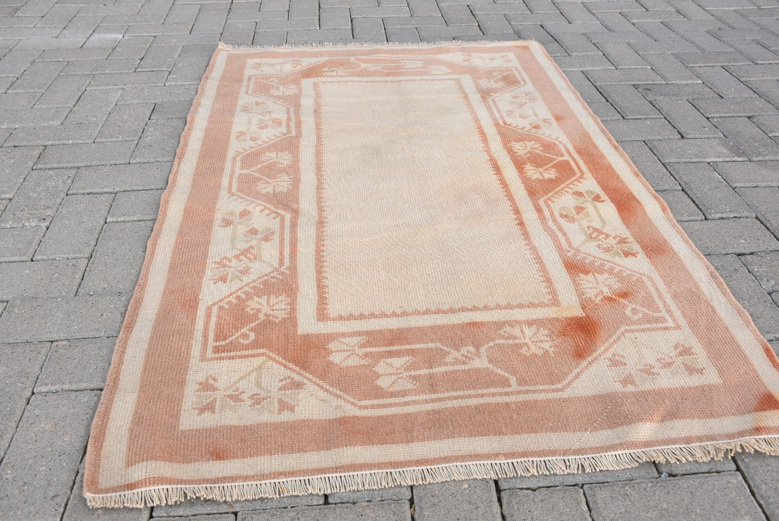 Small Rug, Turkish Rug, Vintage Rug, Oushak Rug, 37x55 inches Beige Rug, Carpet, Najtańszy, oryginalny