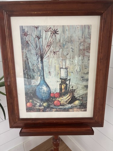 Vintage Mid Century modern Framed Print Wall Art picture 60s 70s Retro Pottery - Picture 2 of 8