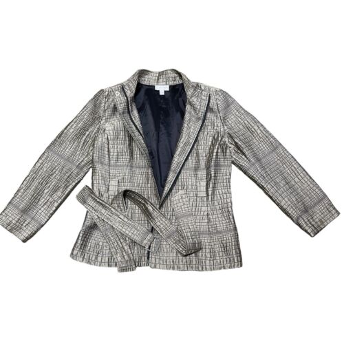 Chaqueta deportiva vintage St. John para mujer gris metálico medio cremallera completa con cinturón - Imagen 7 de 24