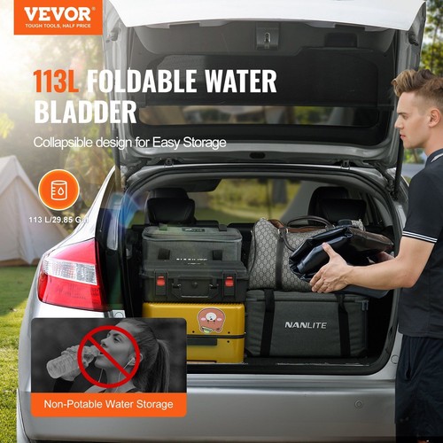 Portable Water Storage Bladder 29.9 Gal PVC Collapsible Water Tank Black - Picture 2 of 11