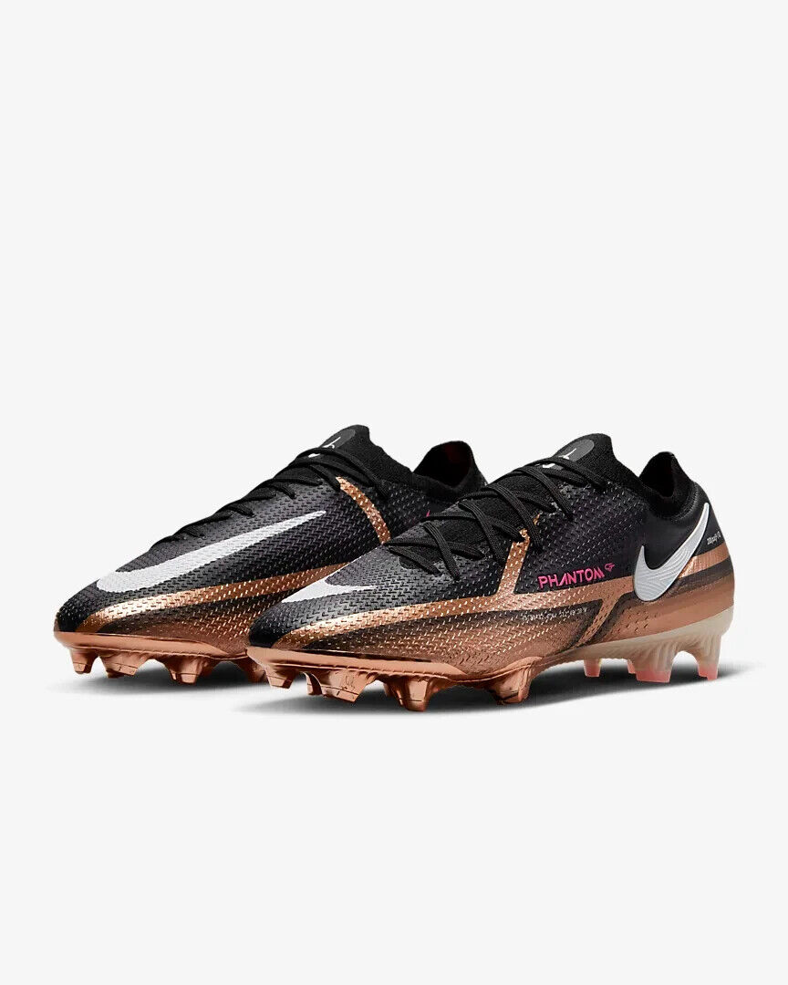Black, Gold & White FG Soccer Cleats - Elite Nike Phantom GT