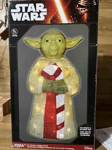 DISNEY STAR WARS Yoda 28” Lighted Holiday Edition Candy Cane - Picture 1 of 9