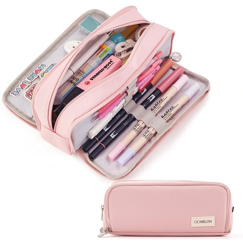 Large Capacity Pencil Case 3 Compartment Pouch Pen Bag for School Teen Girl B...