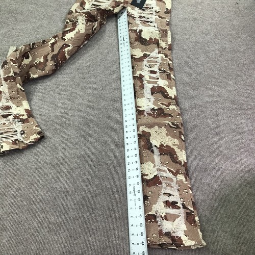 Guapi Pants Mens 34 Brown Camo Distressed Flared Ripped Jeans Limited Edition - Picture 4 of 11