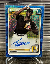 2020 Bowman Chrome Tahnaj Thomas 1st Rookie Blue Mojo Refractor Auto #d 120/150