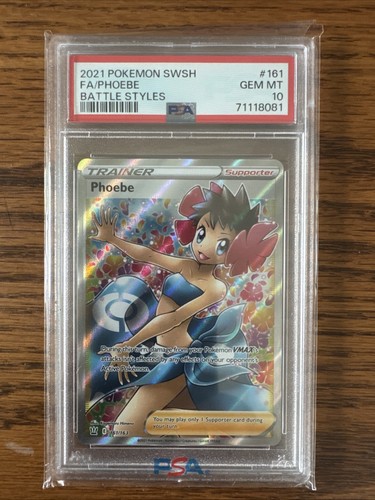 2021 Pokemon Schwert & Schild Kampfstile #161 Full Art / Phoebe PSA 10