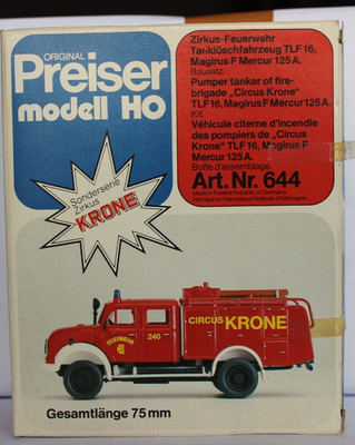 Magirus F Mercur 125 A TLF 16 Zircus Krone   Preiser 1:87   644