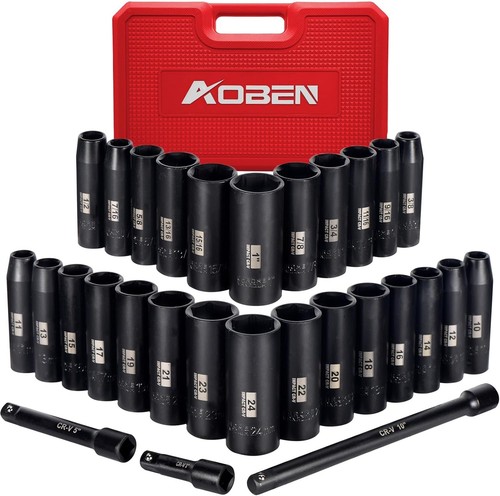 Heavy-Duty 1/2-Inch Drive Impact Socket Set with 29 Pieces - Corrosion Resistant - Picture 3 of 9