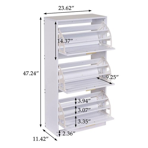 Moderner Schuhschrank mit 3 Klappschubladen, freistehender Schuhschrank, Schuhschrank - Bild 10 von 12