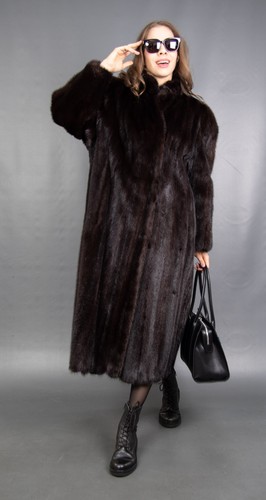 6831 GLAMOURÖSER ECHTER SAGA NERZ MANTEL LUXUS PELZ SEHR LANG PELZ WUNDERSCHÖN GR M - Bild 5 von 16