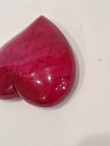 Vintage Ducceschi Italian Alabaster Heart Paperweight Red Pink Desk Valentine - Picture 4 of 8