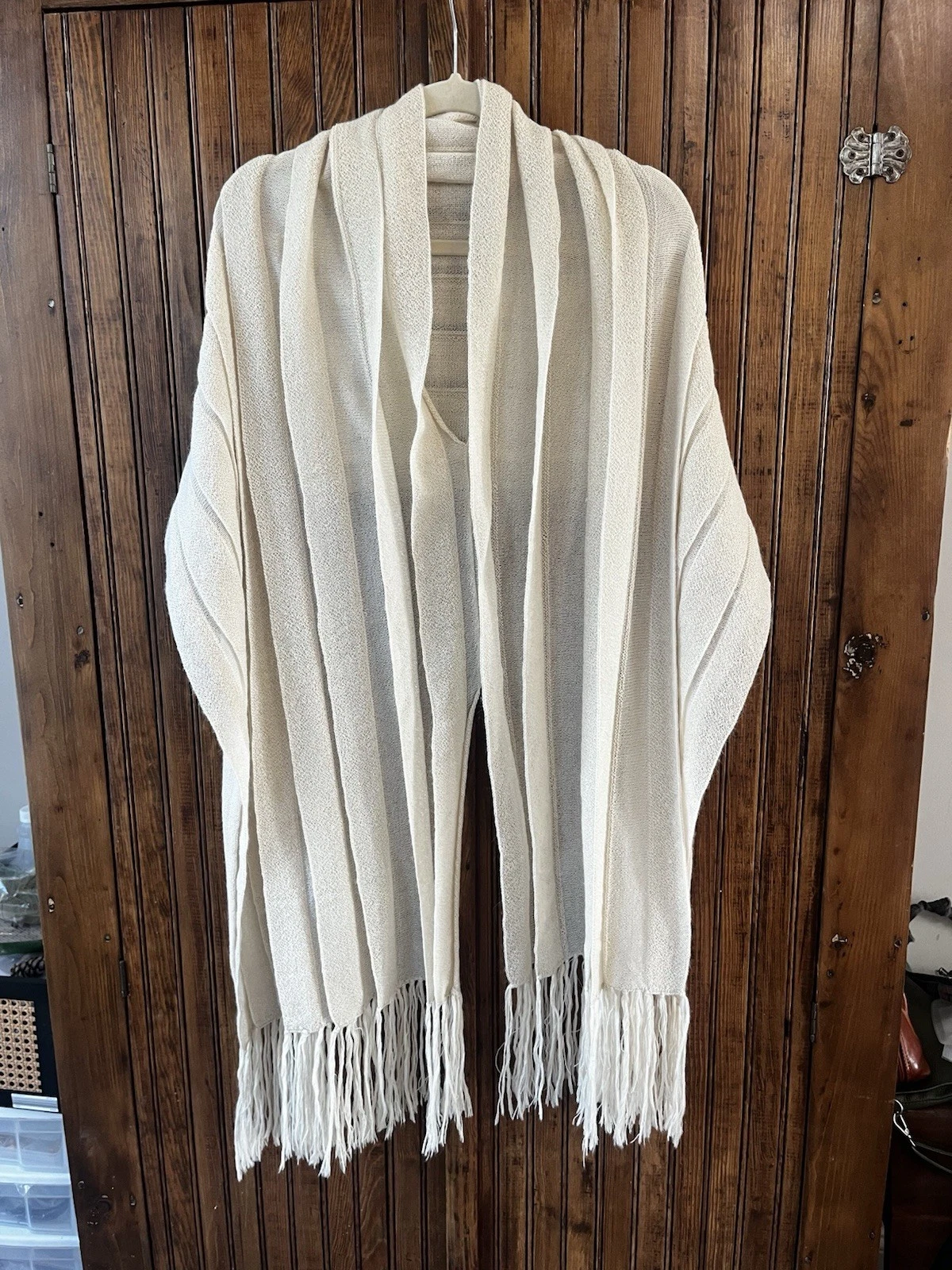 Simply Alpaca Natural Woman's Ivory Poncho Shawl One Size