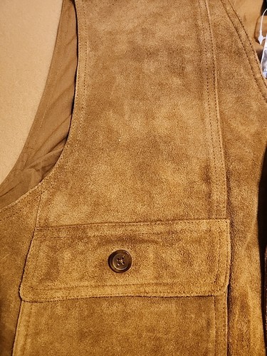 Vintage Orvis Sportsman Hunting shooting Vest Brown suede Leather Mens L Nwot - Picture 12 of 18