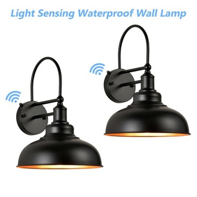 LETRY 2 Pack Farmhouse Light Sensing Outdoor Wall Sconce Waterproof E26 Wall Lam