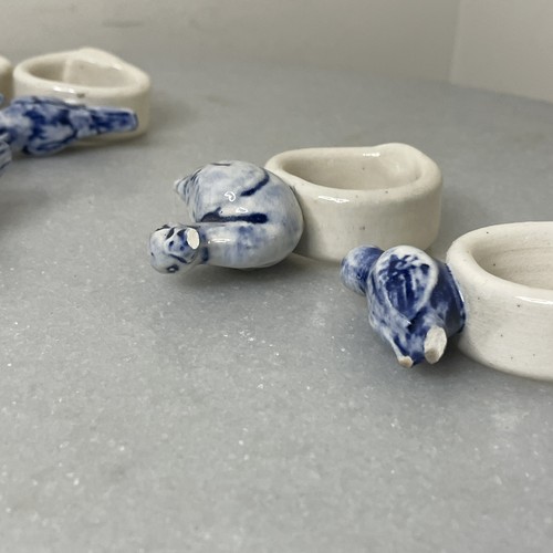 10 servilleteros de cerámica vintage de pájaros azules - estatuilla de pájaros azules defecto de decoración de mesa - Imagen 17 de 18
