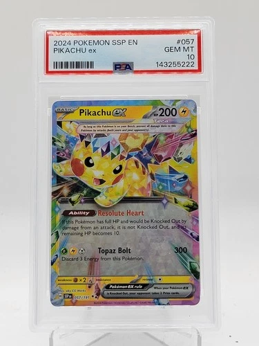 PIKACHU EX 2024 POKEMON SURGING SPARKS #057/191 PSA 10 Q0895