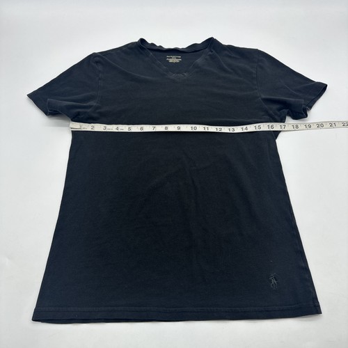Polo Ralph Lauren T-shirt Women M Black Solid Logo Embroidered V-Neck ..#33131 - Picture 5 of 7