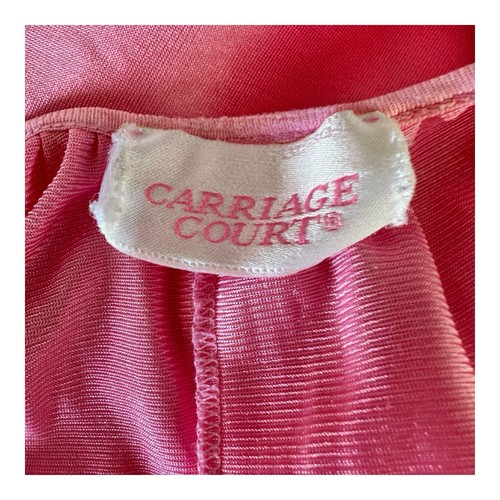 Vintage Carriage Court Pink Satin Nightgown Embroidered Yoke Lace Trim L - Picture 5 of 7