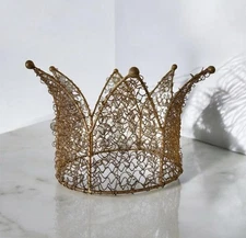 Gold Bronze Metal Crown Dark Academia Decor Royal Wedding Cake Topper Fairygoth