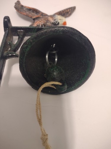 Campanello da pranzo vintage in ghisa da parete con aquila calva C5A - Foto 3 di 7