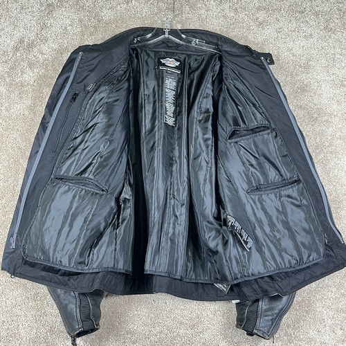 Harley Davidson Leather Riding Jacket Mens XL Evolution Reflective Triple Vent - Picture 15 of 19