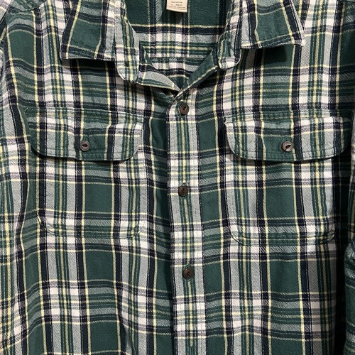 Vintage LL Bean Green Plaid Button Up Shirt Men's Sz L Long Sleeved Pockets - Picture 3 of 10