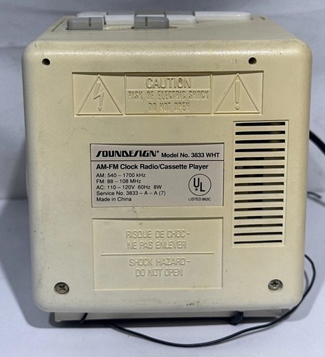 Vintage Soundesign AM/FM CUBE Alarm Clock Radio Cassette Player Model 3833 RARE - Picture 6 of 9
