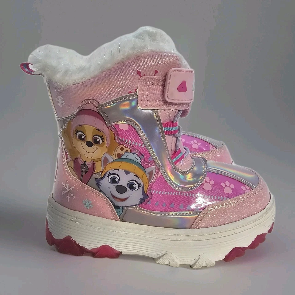 Botas iluminadas Paw Patrol talla 10 Skye Everest rosa niño botas de invierno piel Foto 4 de 4