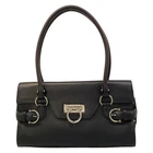 Salvatore Ferragamo Gancini Black Leather Shoulder Bag