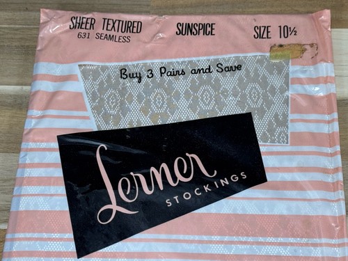 ✅VTG ✅Lerner Stockings 631 Seamless ✅Sheer Textured ✅Size 10.5 Nylon ✅Sunspice - Picture 2 of 9