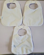 3 BARELY USED Large Toddler White Baby Bibs