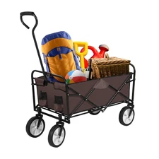 YSSOA Rolling Collapsible Garden Cart Camping Wagon, with 360 Degree Swivel W...