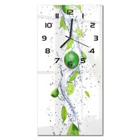 Glas-Wanduhr Rechteckig Aus GehäRtetem Glas Limette Schwarze Zeiger 30X60 Cm